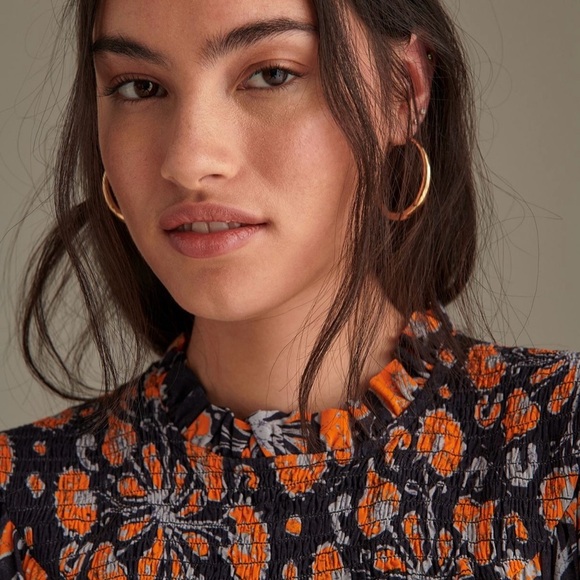 Porridge Darian Tunic Dress in Orange & Navy Long Sleeve Mini Size Medium - Picture 2 of 13